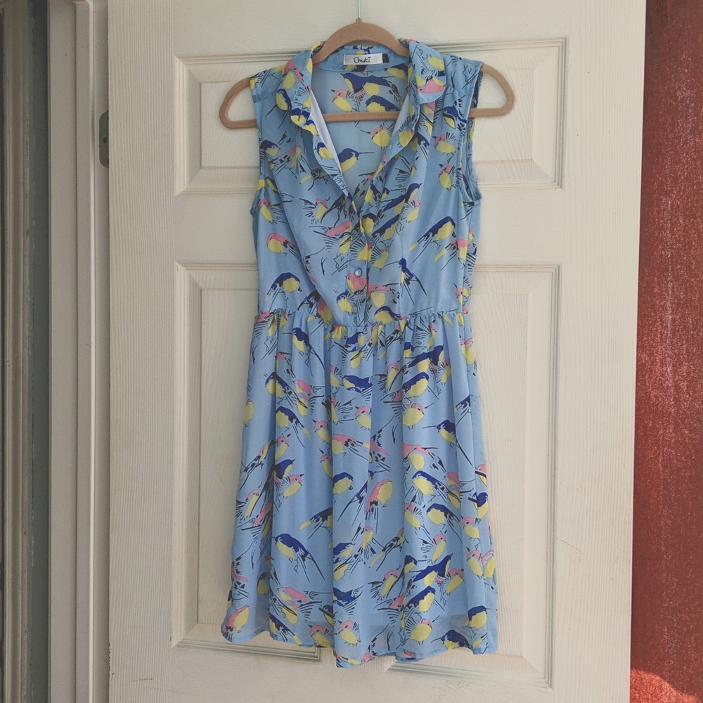 Blue bird print dress from Modcloth - Small